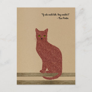 Cartão Postal Gato elegante desenhado. Só para amantes de gatos 