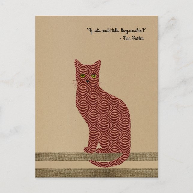 Cartão Postal Gato elegante desenhado. Só para amantes de gatos  (Frente)