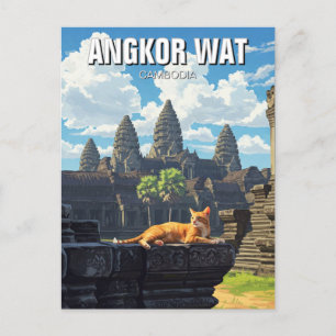 Cartão Postal Gato em Angkor Wat Camboja