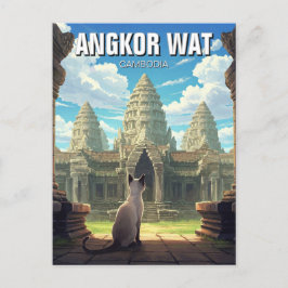 Cartão Postal Gato em Angkor Wat Camboja
