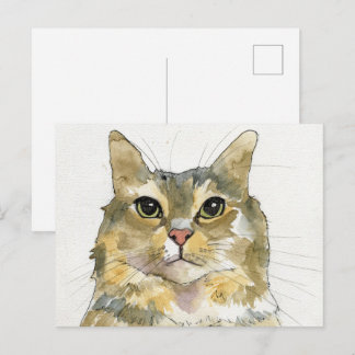 Cartão Postal Gato em Aquarela