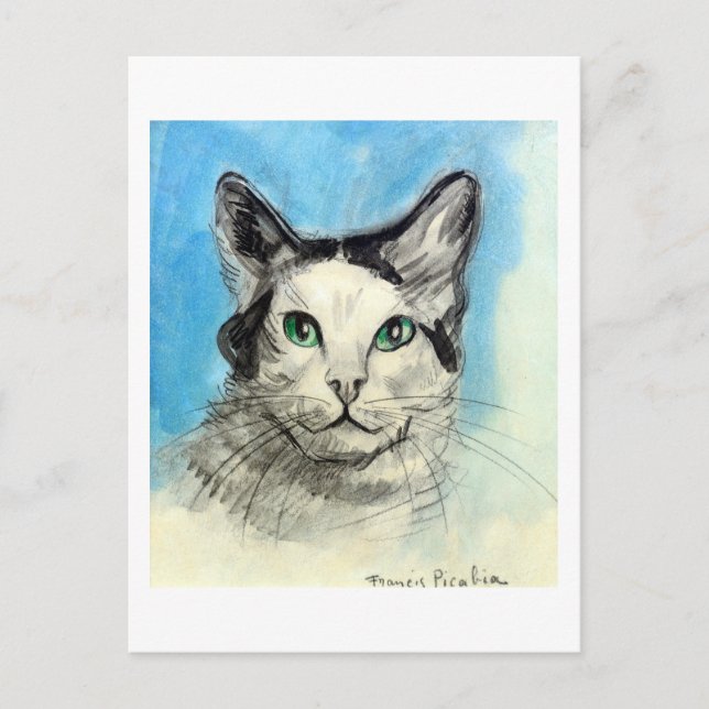 Cartão Postal Gato em Azul, Francis Picabia (Frente)