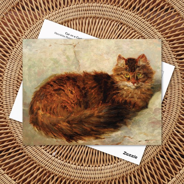 Cartão Postal Gato em Cushion Henriëtte Ronner-Knip (Criador carregado)
