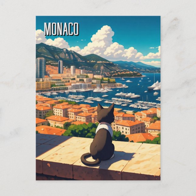 Cartão Postal Gato em Mônaco Monte Carlo Europe Viagem (Frente)