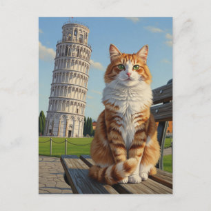 Cartão Postal Gato em Pisa Itália