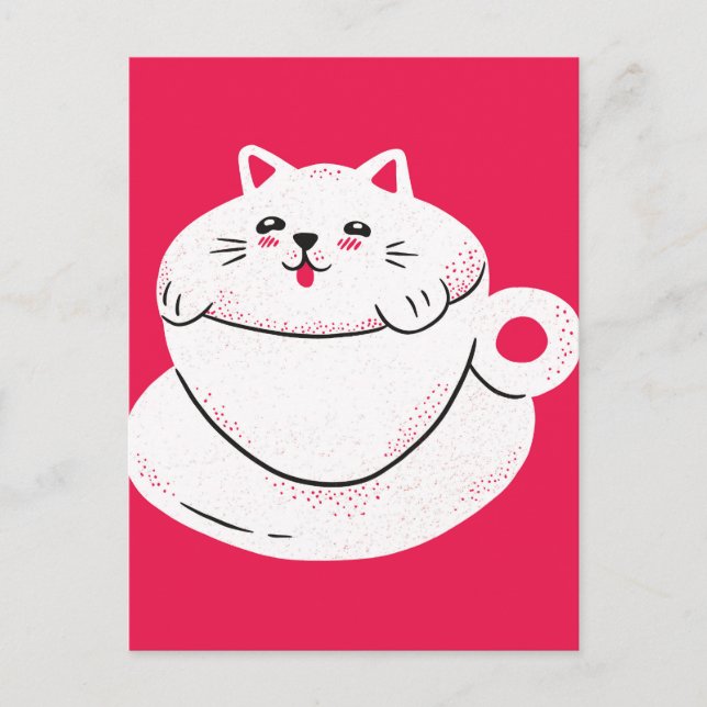 Cartão Postal Gato em um Teacup (Frente)