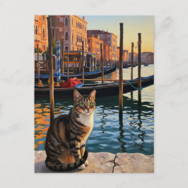 Cartão Postal Gato em Veneza Itália Viagem