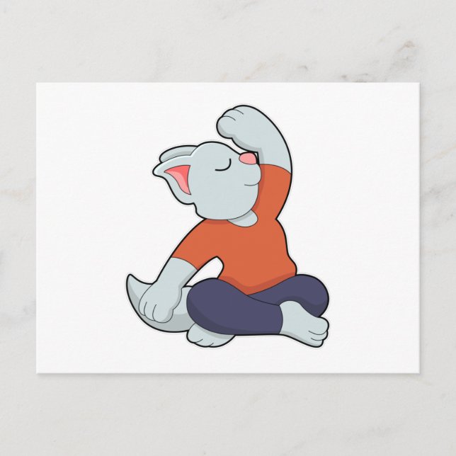 Cartão Postal Gato em Yoga com pernas cruzadas (Frente)