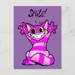 Cartão Postal Gato engraçado de desenho animado, sorria