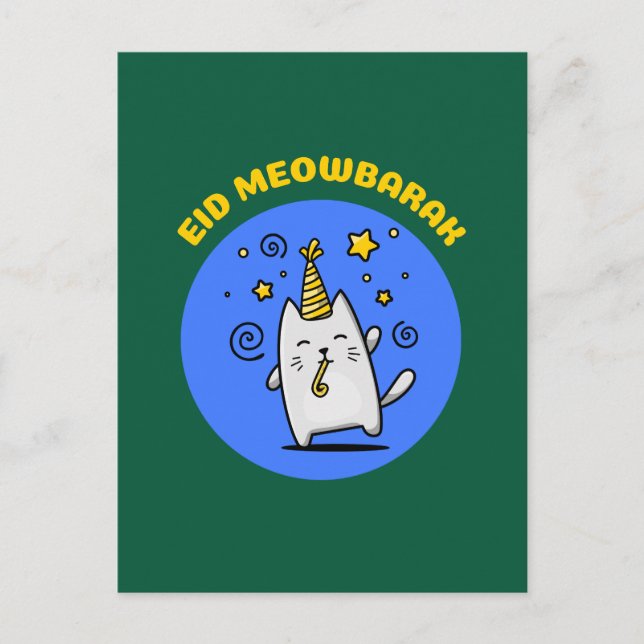 Cartão Postal Gato engraçado do Eid (Frente)