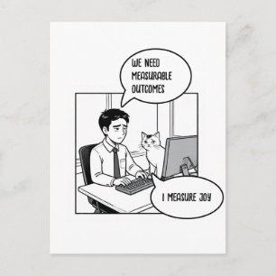 Cartão Postal Gato Engraçado Humor Corporativo Cartoon de Escrit