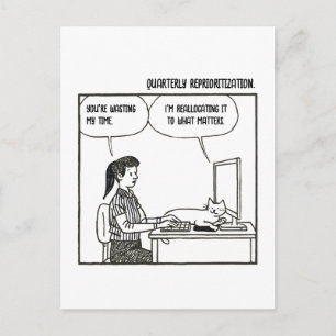 Cartão Postal Gato Engraçado Humor do Trabalho de Escritório Car
