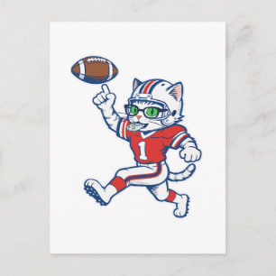 Cartão Postal Gato engraçado jogador de futebol americano