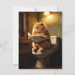 Cartão Postal Gato Engraçado no Banheiro | Quirky Bathroom Humor