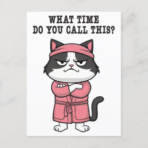 Cartão Postal Gato Engraçado Perdeu o toque de recolher