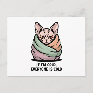 Cartão Postal Gato Esfinge Bravo Arte de Cartoon de Humor Frio