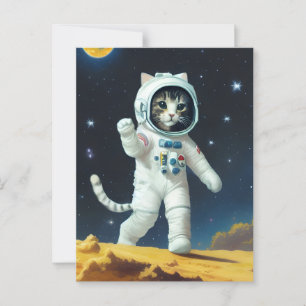 Cartão Postal Gato espacial astronauta