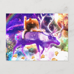 Cartão Postal Gato espacial lamber-se a si próprio