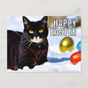 Cartão Postal Gato Feliz Páscoa