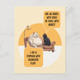 Cartão Postal Gato Filosofia Humor Intelectual Citação Engraçada