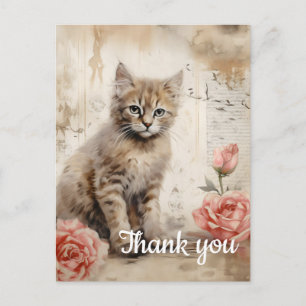 Cartão Postal Gato fofinho Obrigado 13