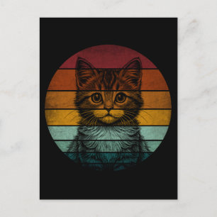 Cartão Postal Gato Fofo Vintage Retro