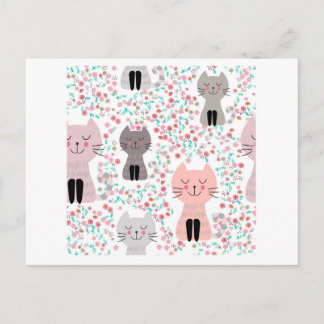 Cartão Postal Gato gatinho bonitinho e vírgula no jardim das flo