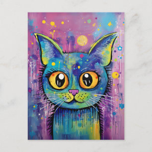 Cartão Postal Gato Gatinho Engraçado Misturado Pet Animal