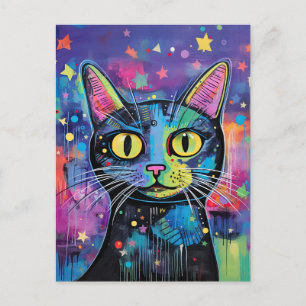 Cartão Postal Gato Gatinho Engraçado Misturado Pet Animal