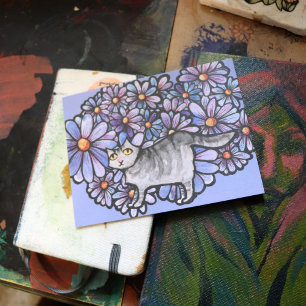 Cartão Postal Gato Gato, Cinzas Roxas, Cinzas De Arte Gato