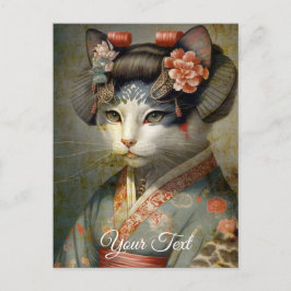 Cartão Postal Gato Geisha. Personalize.