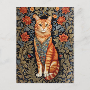 Cartão Postal Gato Gengibre Inspirado em William Morris com Moti