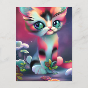 Cartão Postal Gato gerado por IA rosa-branca