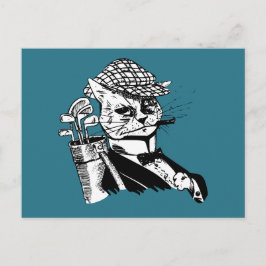 Cartão Postal gato golfing engraçado