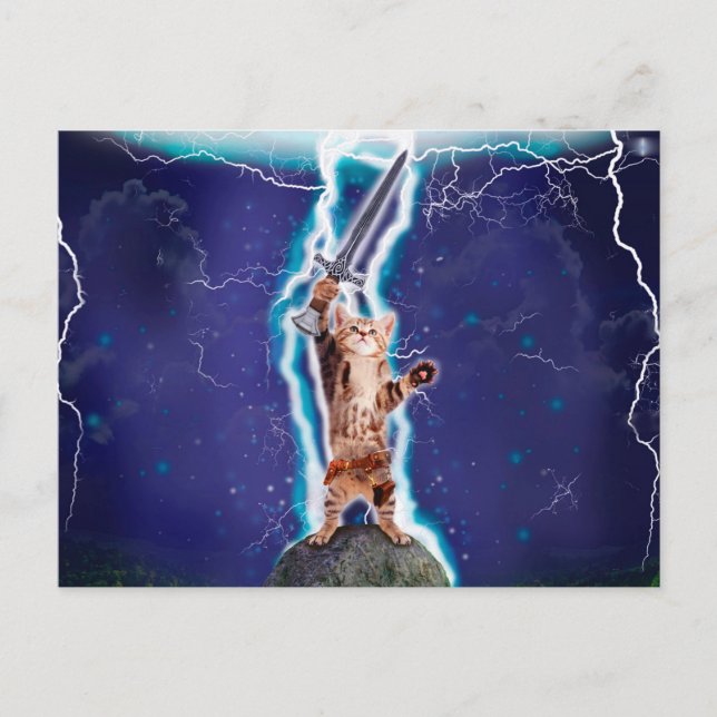 Cartão Postal Gato guerreiro trovão (Frente)