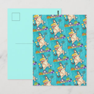 CARTÃO POSTAL GATO HISS N' FITZ DE ROUPA DE ANIVERSÁRIO, BOLO E 