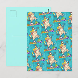 CARTÃO POSTAL GATO HISS N' FITZ DE ROUPA DE ANIVERSÁRIO, BOLO E 