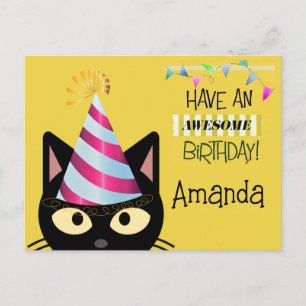 Cartão Postal Gato Incrível de Aniversário para Crianças 