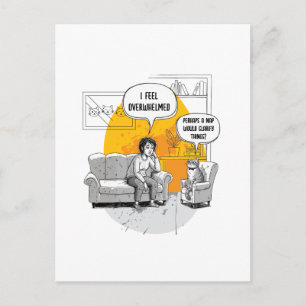 Cartão Postal Gato Introvertido Oprimido Humor Meme Relacionável