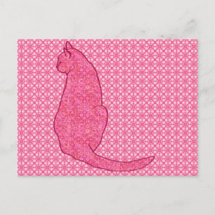 Cartão Postal Gato Japonês - Fúchsia Pink Batik