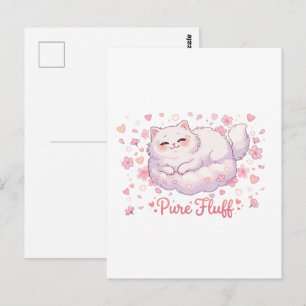 Cartão Postal Gato Kawaii Fofo e Puro Felpo