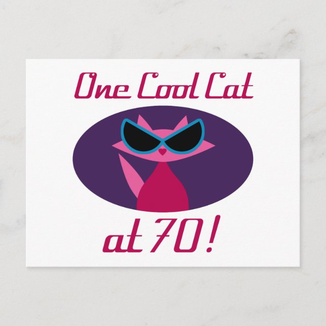 Cartão Postal Gato Legal Aniversário de 70 anos (Frente)