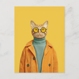Cartão Postal Gato legal no Estilo