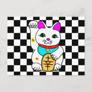 Cartão Postal Gato Maneki Neko Sortudo Kawaii Rave