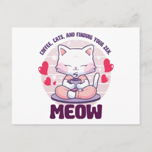 Cartão Postal Gato meditação - Gato Kawaii