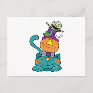 Cartão Postal Gato monstro do Punpkin