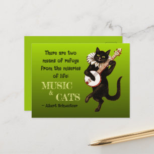Cartão Postal Gato Musical Fofo Dois Meios de Refúgio Schweitzer