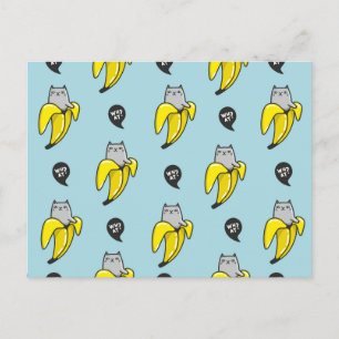 Cartão Postal Gato na banana