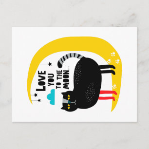 Cartão Postal Gato na lua