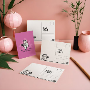 Cartão Postal Gato NaMEOWste numa árvore mediadora de ioga